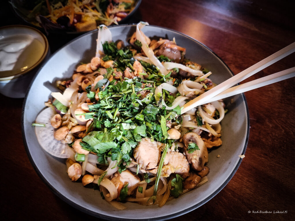 Pad Thai at the Ranch House Restaurant at Beaver Meadows Resort Ranch in Red Feather Lakes, Colorado