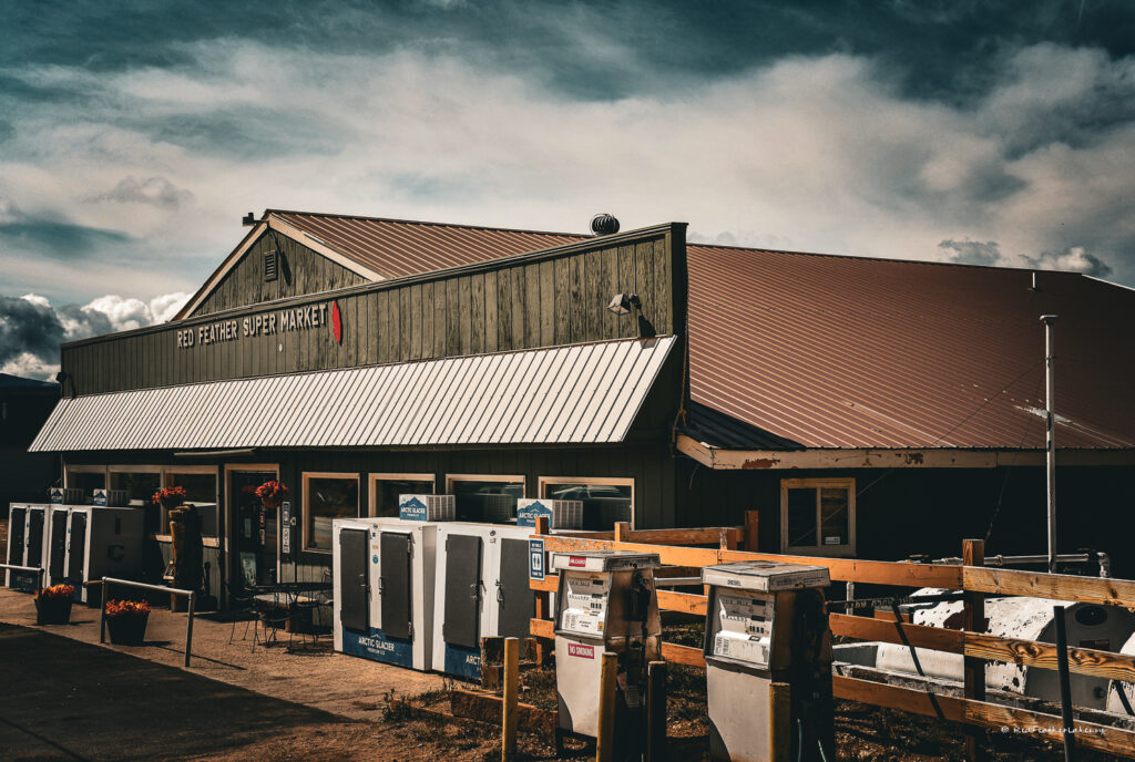 Antiqued photo of Red Feather Supermarket at 137 county road 67a in Red Feather Lakes, Colorado