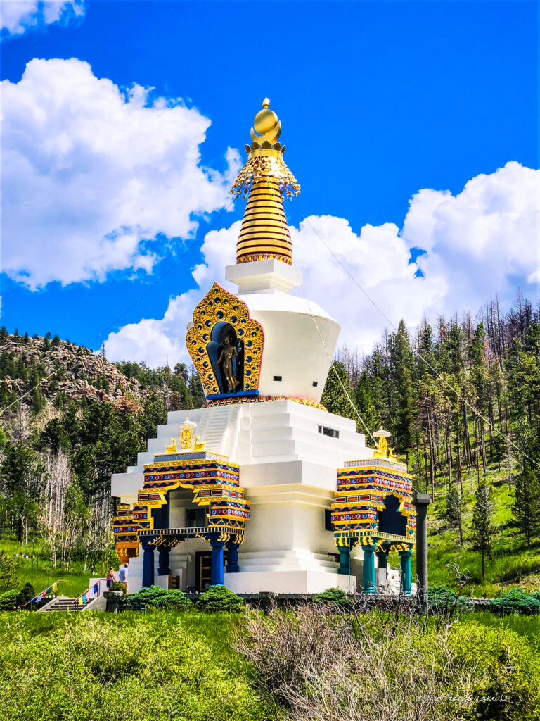 View of The Great Stupa at Drala Mountain Center in Red Feather Lakes, Colorado