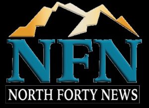 North Forty News logo with mountains