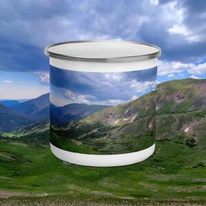 Colorado High Country Enamel Camp Mug — Red Feather Lakes, front view