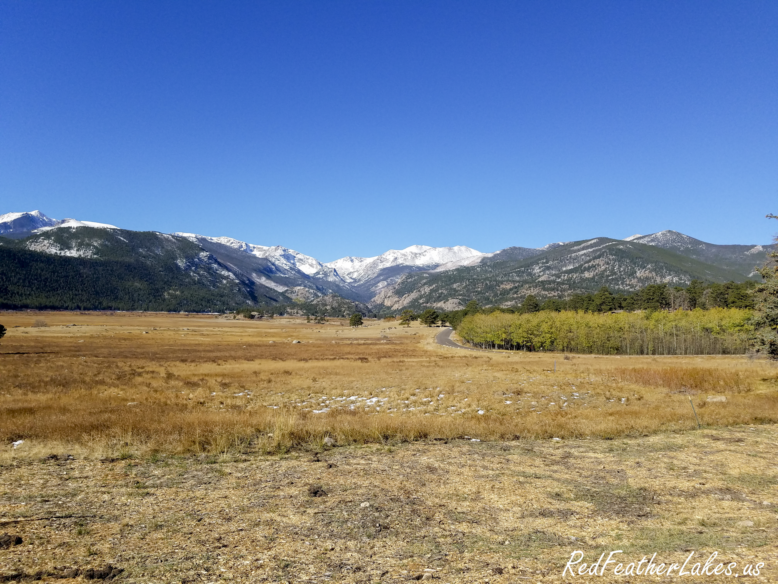 Looking up towards the Mummy Range from a high mountain valley in the Rawah wilderness in fall.
