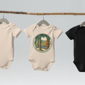 Baby onesies hanging with nature graphic design