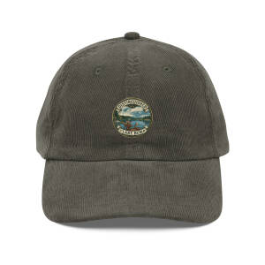 Olive corduroy cap with lake-themed patch