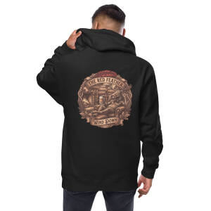 Black hoodie with moose fireplace graphic design