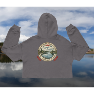 Storm Hand-Crafted Emblem Women's Cropped Hoodie — Red Feather Lakes, back view