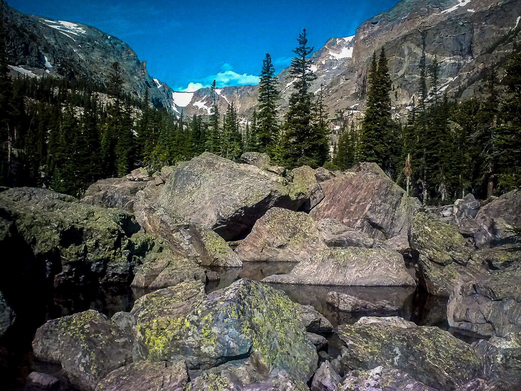 Weathered granite outcroppings along the trail between Bear Lake and Emerald Lake, Rocky Mountain National Park