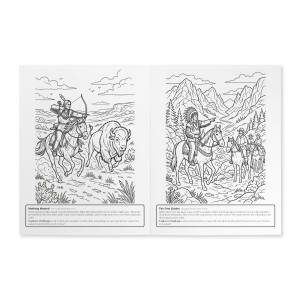 A second spread from inside the Pioneer Passport coloring book