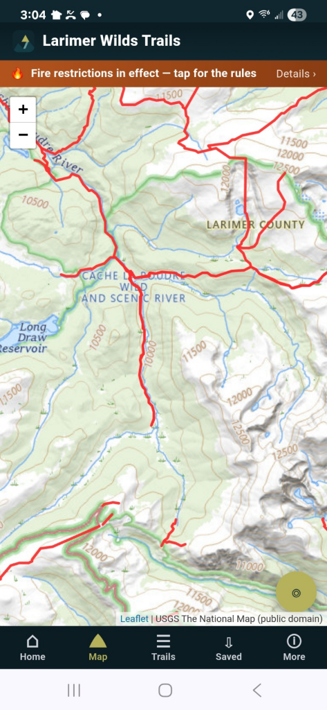 Larimer Wilds Trails app trail map