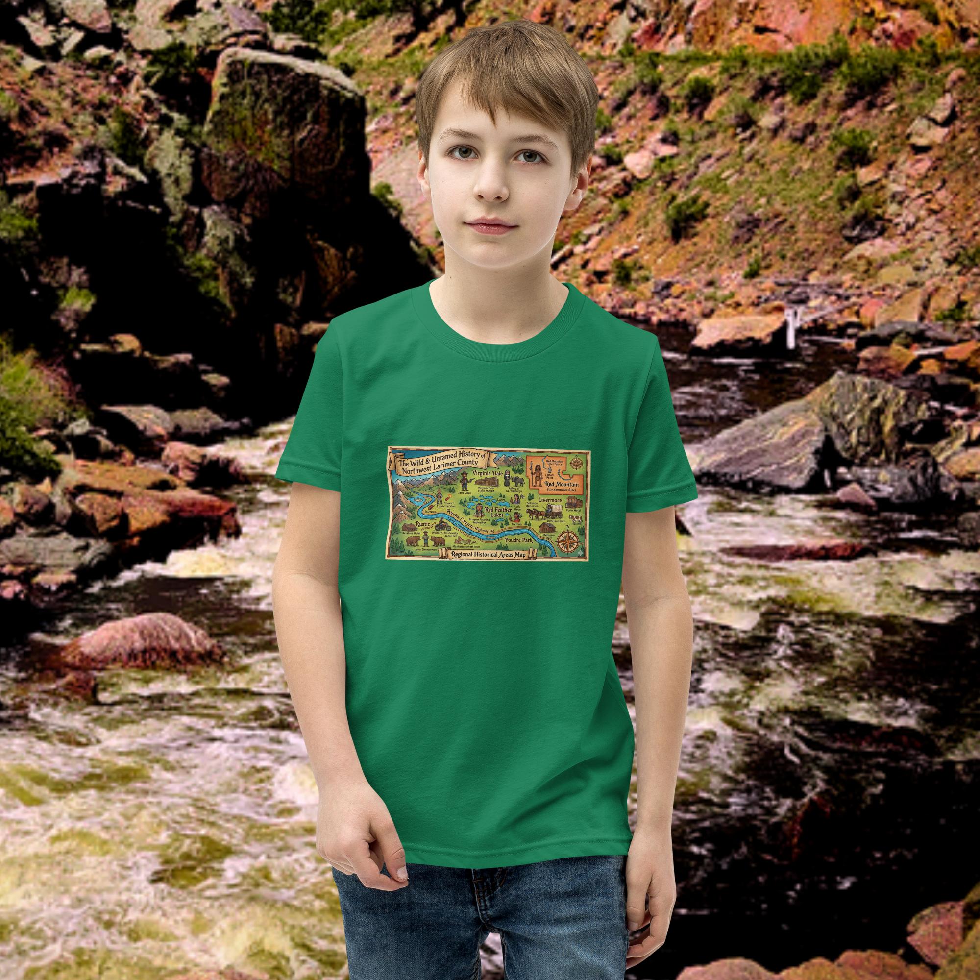 Youth Pioneer Passport T-shirt, kelly green, for the family road trip